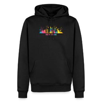 NewYorker Skyline New York - Männer Premium Bio Hoodie - Schwarz - Vorne - Nico (187cm)
