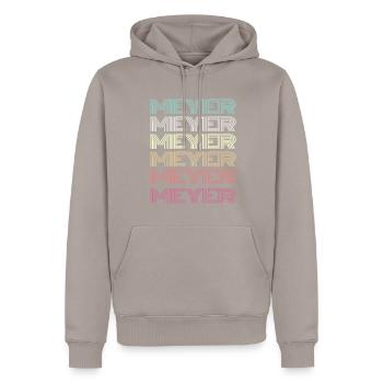 Meyer Retro Familie Nachname Geschenk - Männer Premium Bio Hoodie - Taupe - Vorne - Nico (187cm)