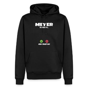 Meyer is calling ruft an Geschenkidee - Männer Premium Bio Hoodie - Schwarz - Vorne - Nico (187cm)
