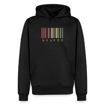 Wagner Unique Barcode Style Name - Men’s Premium Organic Hoodie - black - Front - Nico (187cm)