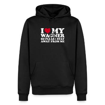 Funny I love Wagner So Please Stay Away from Me - Men’s Premium Organic Hoodie - black - Front - Nico (187cm)