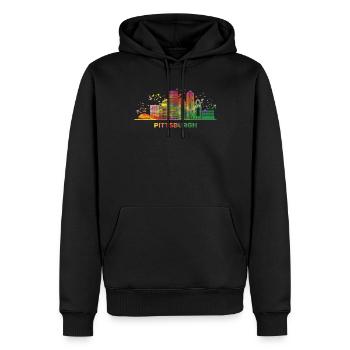 Pittsburgher Skyline Pittsburgh - Sweat à capuche Premium bio Homme - noir - Devant - Nico (187cm)