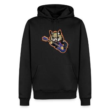 Musician Cat Rocker Electric Guitar Instruments - Men’s Premium Organic Hoodie - black - Front - Nico (187cm)