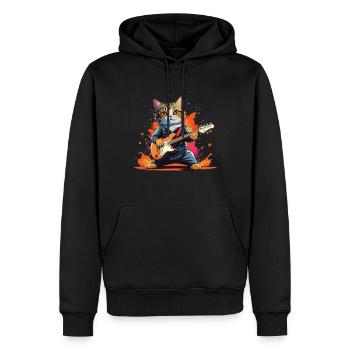 Chat De Dessin Animé Joue Des Instruments De Guitare Rock Mignon - Sweat à capuche Premium bio Homme - noir - Devant - Nico (187cm)