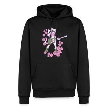 Musikerin Cat spielt Gitarre Instrumente Rock Metal - Männer Premium Bio Hoodie - Schwarz - Vorne - Nico (187cm)