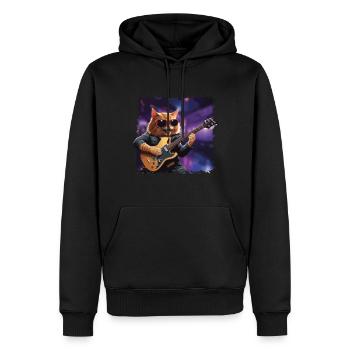 Drôle Chat Joue Guitare Instruments Mignon - Sweat à capuche Premium bio Homme - noir - Devant - Nico (187cm)