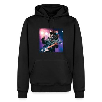 Drôle de chat joue des instruments de guitare Concert mignon - Sweat à capuche Premium bio Homme - noir - Devant - Nico (187cm)