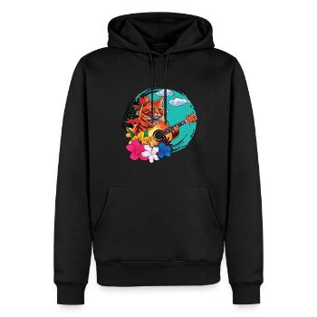 Musikerin Katze Spielt Gitarre Instrumente Rock Aloha - Männer Premium Bio Hoodie - Schwarz - Vorne - Nico (187cm)