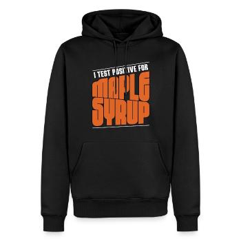 Ich teste positives Ahornsirup-Klopfen Ahornblatt - Männer Premium Bio Hoodie - Schwarz - Vorne - Nico (187cm)