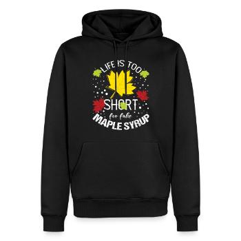 Das Leben ist zu kurz für gefälschten Ahornsirup - Männer Premium Bio Hoodie - Schwarz - Vorne - Nico (187cm)
