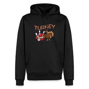 Quilles de quilles de dinde de l’heure de la dinde Thanksgiving - Sweat à capuche Premium bio Homme - noir - Devant - Nico (187cm)