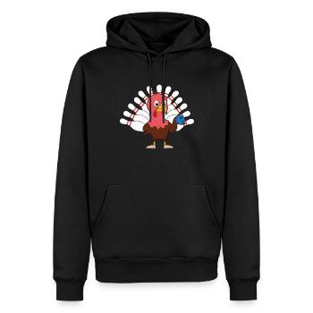 Mignon Dinde Thanksgiving Dinde Bowling - Sweat à capuche Premium bio Homme - noir - Devant - Nico (187cm)