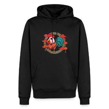 Drôle de Nouvel An Chinois Du Coq Astrologie Chinoise - Sweat à capuche Premium bio Homme - noir - Devant - Nico (187cm)