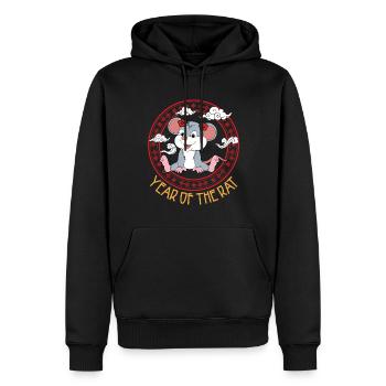 Année Du Rat Chinois Mignon Chinois Kawaii - Sweat à capuche Premium bio Homme - noir - Devant - Nico (187cm)
