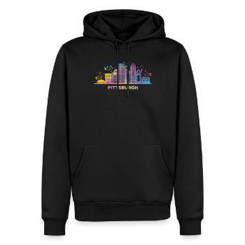 Pittsburgher Skyline Pittsburgh - Sweat à capuche Premium bio Homme - noir - Devant - Nico (187cm)