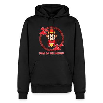 Jahr des Affen Niedliches Sternzeichen Kawaii Neujahr - Männer Premium Bio Hoodie - Schwarz - Vorne - Nico (187cm)