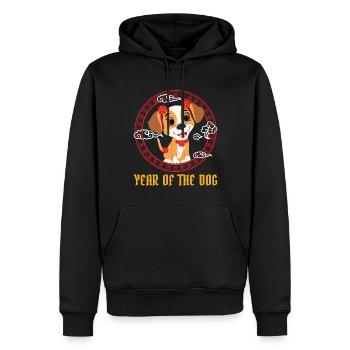 Année Du Chien Mignon Kawaii Nouvel An Chinois - Sweat à capuche Premium bio Homme - noir - Devant - Nico (187cm)