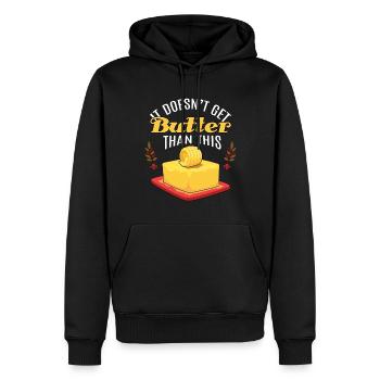 Il n’y a pas de pomme au beurre Pomme cueilleur de beurre - Sweat à capuche Premium bio Homme - noir - Devant - Nico (187cm)