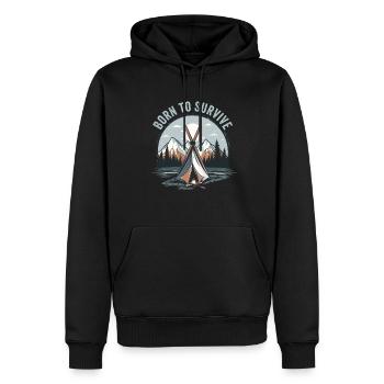 Bushcrafting en plein air né pour survivre - Sweat à capuche Premium bio Homme - noir - Devant - Nico (187cm)