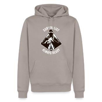 Survivaliste en plein air Bushcrafting toujours prêt - Sweat à capuche Premium bio Homme - taupe - Devant - Nico (187cm)