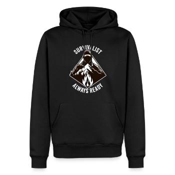 Survivaliste en plein air Bushcrafting toujours prêt - Sweat à capuche Premium bio Homme - noir - Devant - Nico (187cm)