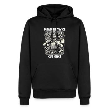 Handyman Papa Mesure Twice DIYer - Men’s Premium Organic Hoodie - black - Front - Nico (187cm)