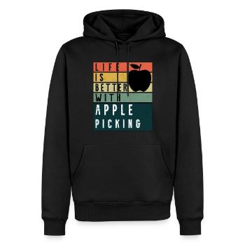 Life Is Better With Apple Picking Retro - Men’s Premium Organic Hoodie - black - Front - Nico (187cm)