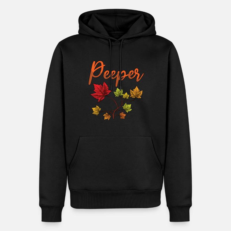 Peeper Laub Blatt Peeping - Männer Premium Bio Hoodie - Schwarz