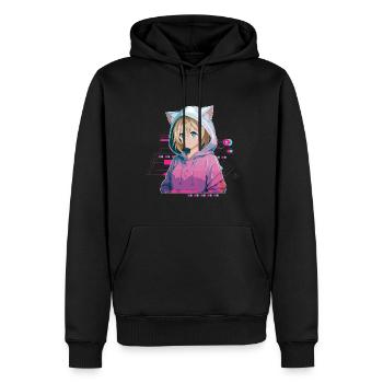 Anime Manga Hard Techno Dark Tekno - Sweat à capuche Premium bio Homme - noir - Devant - Nico (187cm)