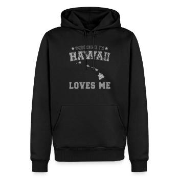 Jemand auf Hawaii liebt mich Grunge - Männer Premium Bio Hoodie - Schwarz - Vorne - Nico (187cm)