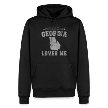 Quelqu’un en Géorgie m’aime Grunge - Sweat à capuche Premium bio Homme - noir - Devant - Nico (187cm)