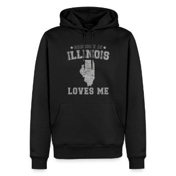 Quelqu’un dans l’Illinois m’aime Grunge - Sweat à capuche Premium bio Homme - noir - Devant - Nico (187cm)