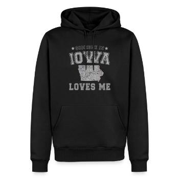 Jemand in Iowa liebt mich Grunge - Männer Premium Bio Hoodie - Schwarz - Vorne - Nico (187cm)