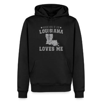 Quelqu’un en Louisiane m’aime Grunge - Sweat à capuche Premium bio Homme - noir - Devant - Nico (187cm)