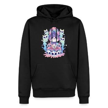 Katze Ouija Kawaii Okkult Satanisch Pastell Gothic - Männer Premium Bio Hoodie - Schwarz - Vorne - Nico (187cm)