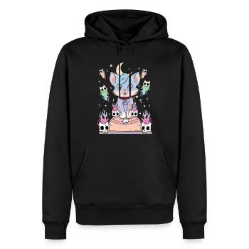 Ouija Katze Kawaii Okkult Satanisch Pastell Gothic - Männer Premium Bio Hoodie - Schwarz - Vorne - Nico (187cm)