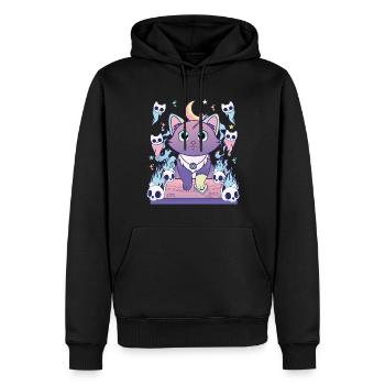 Ouija Katze Kawaii Okkultes Satanisches Pastell - Männer Premium Bio Hoodie - Schwarz - Vorne - Nico (187cm)