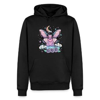 Mottenmann Kawaii Okkultes Satanisches Pastell - Männer Premium Bio Hoodie - Schwarz - Vorne - Nico (187cm)