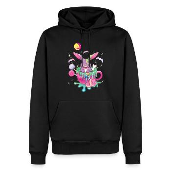 Gruseliger Kaninchenmann Kawaii Okkultes Satanisches Pastell - Männer Premium Bio Hoodie - Schwarz - Vorne - Nico (187cm)