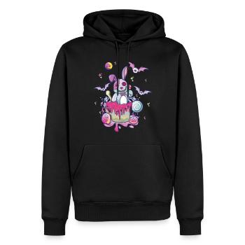 Hase Kaninchen Mann Kawaii Okkultes Satanisches Pastell - Männer Premium Bio Hoodie - Schwarz - Vorne - Nico (187cm)