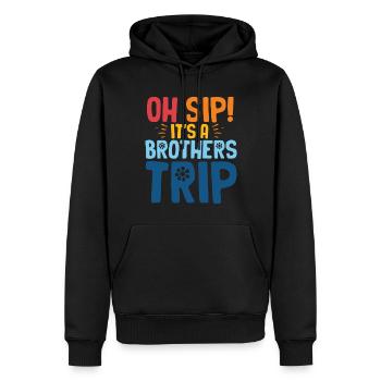 Geschwister Oh Sip Its A Brothers Trip - Men’s Premium Organic Hoodie - black - Front - Nico (187cm)