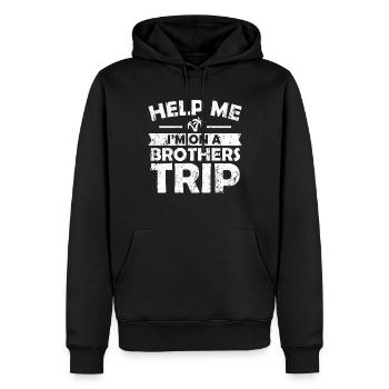 Geschwister Ich Bin Auf Einer Brüderreise - Männer Premium Bio Hoodie - Schwarz - Vorne - Nico (187cm)
