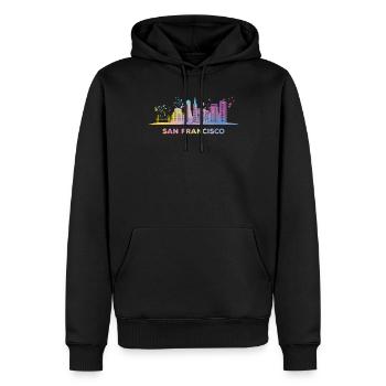 Skyline de San Franciscain San Francisco - Sweat à capuche Premium bio Homme - noir - Devant - Nico (187cm)