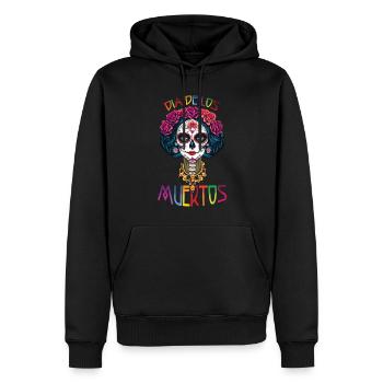 Catrina Floral Muertos Tag der Toten Halloween - Männer Premium Bio Hoodie - Schwarz - Vorne - Nico (187cm)