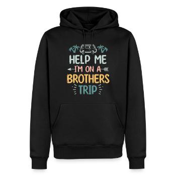 Geschwister Ich Bin Auf Einer Brüderreise - Männer Premium Bio Hoodie - Schwarz - Vorne - Nico (187cm)