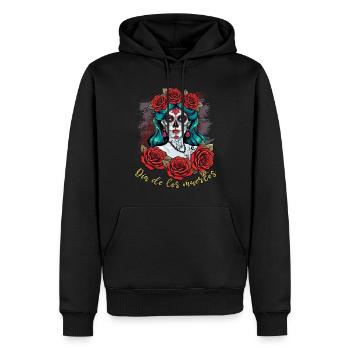 Muertos Tag der Toten Halloween - Männer Premium Bio Hoodie - Schwarz - Vorne - Nico (187cm)
