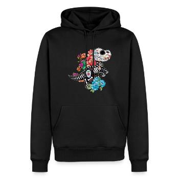 Squelette De Dinosaure Muertos Jour De La Mort Halloween - Sweat à capuche Premium bio Homme - noir - Devant - Nico (187cm)