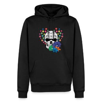 Blume Skelett Muertos Tag Des Toten Halloween - Männer Premium Bio Hoodie - Schwarz - Vorne - Nico (187cm)