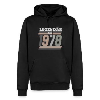 Legendär seit 1978 - Männer Premium Bio Hoodie - Schwarz - Vorne - Nico (187cm)