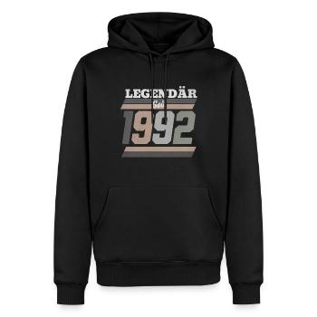 Legendär seit 1992 - Männer Premium Bio Hoodie - Schwarz - Vorne - Nico (187cm)